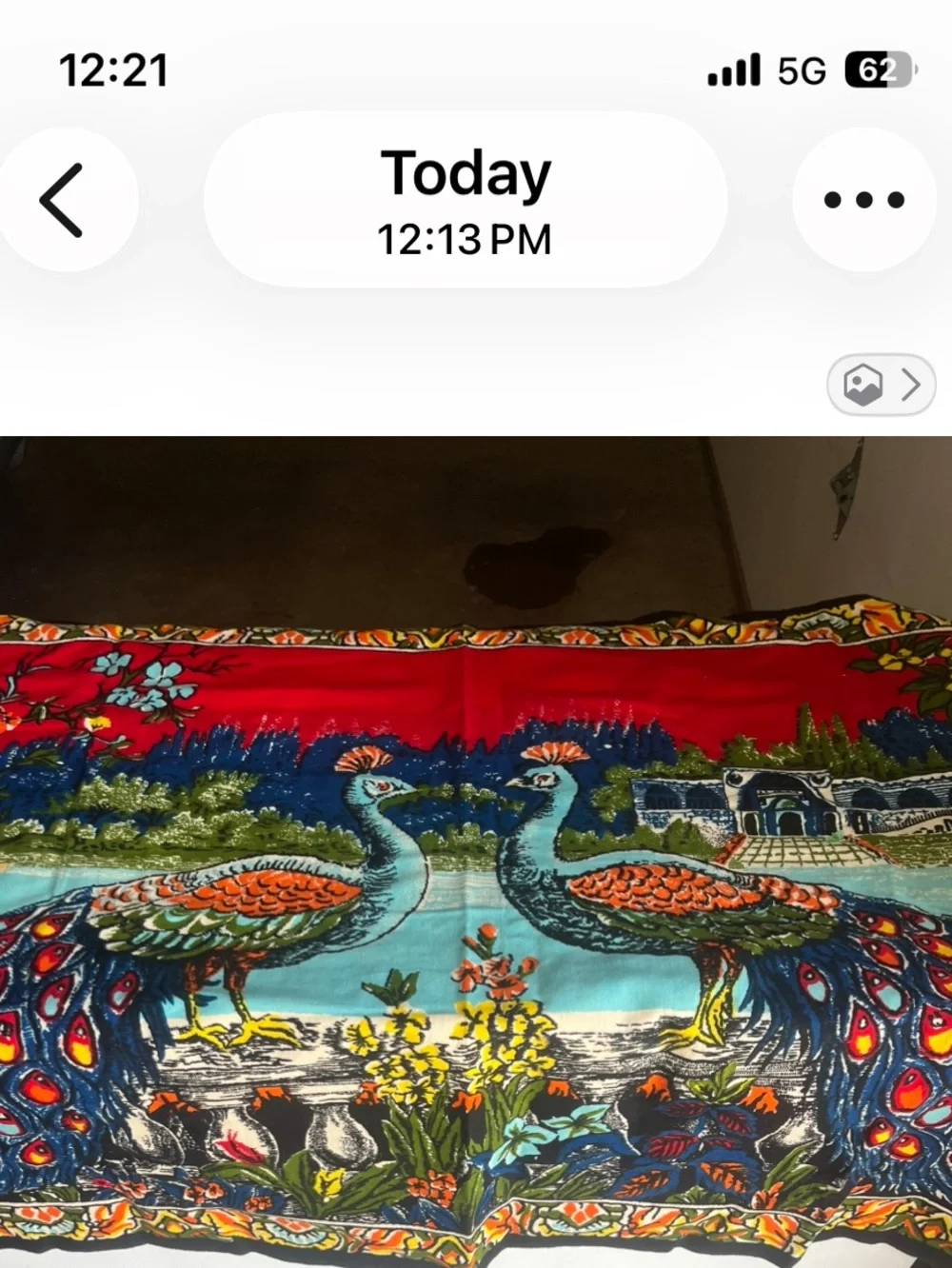 Vintage 1970’s Vibrant Peacock Tapestry - Red & Turquoise